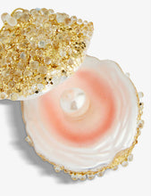 Oyster and faux-pearl glittered glass Christmas decoration 6.5cm