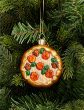 Pizza glittered glass Christmas decoration 8cm