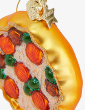 Pizza glittered glass Christmas decoration 8cm