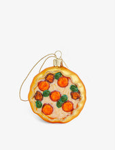 Pizza glittered glass Christmas decoration 8cm