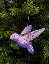 Hummingbird glittered glass Christmas decoration 8cm