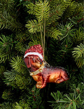 Dachshund glittered glass Christmas decoration 8cm