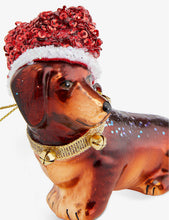 Dachshund glittered glass Christmas decoration 8cm