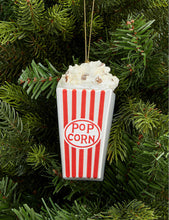 Popcorn glittered glass Christmas decoration 11cm