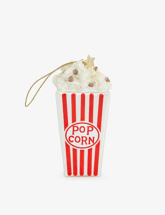 Popcorn glittered glass Christmas decoration 11cm