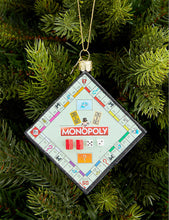 Monopoly playing board glittered glass Christmas decoration 11cm