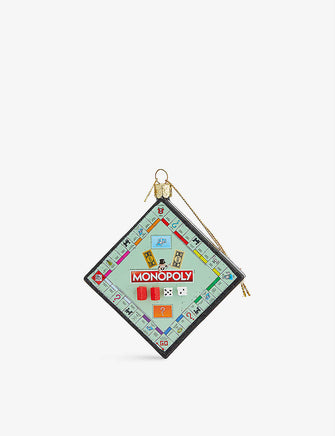 Monopoly playing board glittered glass Christmas decoration 11cm