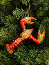 Lobster glittered glass Christmas decoration 11cm