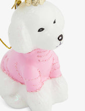 Poodle glittered glass Christmas decoration 8.5cm