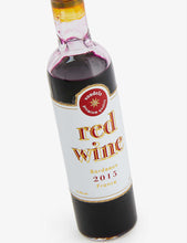 Red wine bottle glittered glass Christmas decoration 11cm