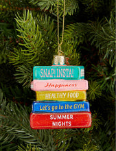 Colourful books glass Christmas decoration 7.5cm