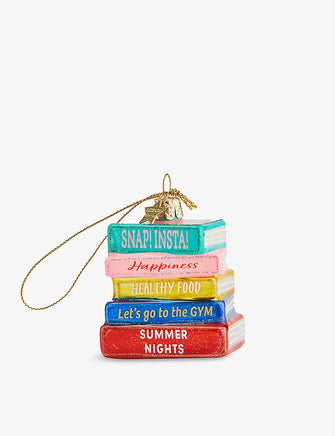 Colourful books glass Christmas decoration 7.5cm