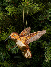 Hummingbird glittered glass Christmas decoration 8cm