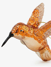 Hummingbird glittered glass Christmas decoration 8cm