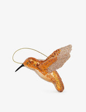 Hummingbird glittered glass Christmas decoration 8cm