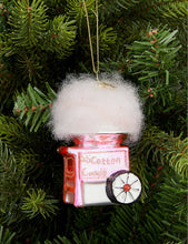 Candyfloss machine glittered glass Christmas decoration 10cm