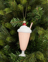 Milkshake glittered glass Christmas decoration 15cm