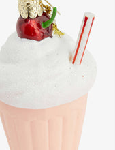 Milkshake glittered glass Christmas decoration 15cm