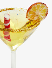 Cocktail with straw glittered glass Christmas decoration 3cm