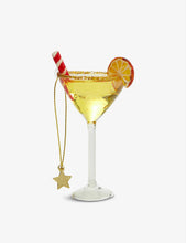 Cocktail with straw glittered glass Christmas decoration 3cm