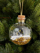 Message sequin-filled glass Christmas decoration 8cm