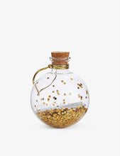 Message sequin-filled glass Christmas decoration 8cm