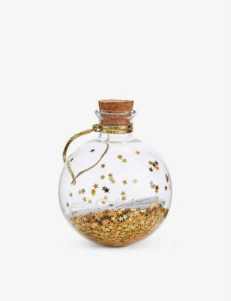 Message sequin-filled glass Christmas decoration 8cm