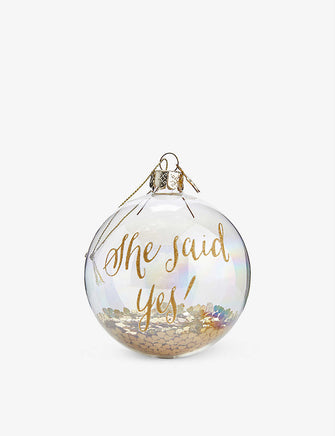 She Said Yes sequin-filled glass Christmas decoration 8cm