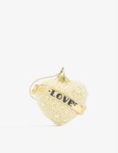 Love heart faux pearl-embellished glass Christmas decoration 10cm