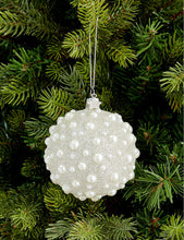 Faux pearl-embellished glittered glass Christmas decoration 8cm