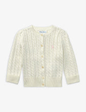 Logo-embroidered cable-knit cotton cardigan 3-24 months