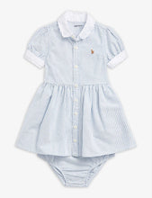 Dabney logo-embroidered cotton romper dress 3-18 months
