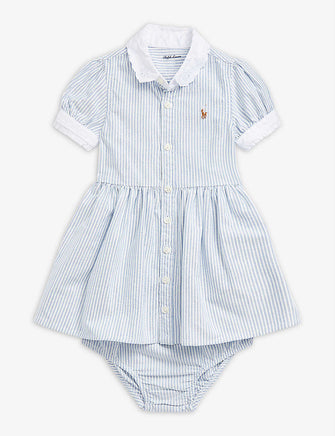 Dabney logo-embroidered cotton romper dress 3-18 months