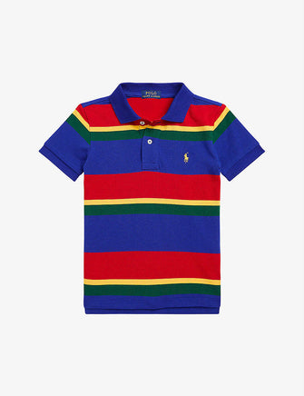 Logo-embroidered striped cotton-piqué polo shirt 5-7 years