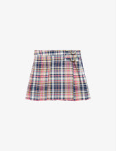 Buckle-detail kilt-style cotton mini skirt 5-6 years