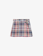 Buckle-detail kilt-style cotton mini skirt 2-4 years
