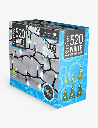 520 Glow Worm LED white Christmas tree lights 12.9m