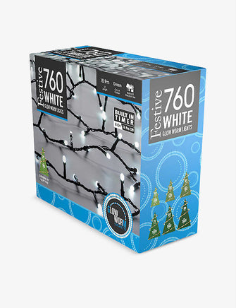 760 Glow Worm LED white Christmas tree lights 18.9m