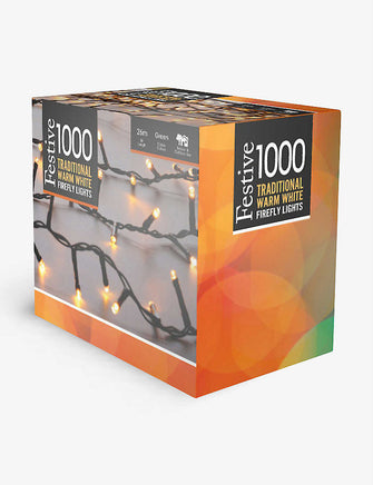 1000 Firefly LED warm white Christmas tree lights 26m