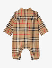 Carlo vintage check-print stretch-cotton baby grow 1 month – 12 months