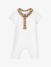 Charli vintage check-trim stretch-cotton baby grow 1 month – 12 months