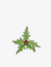 Glitter holly Christmas decoration 13cm