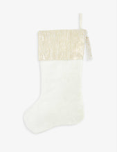 Flower-embroidered woven Christmas stocking ornament