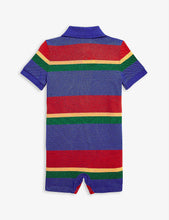 Logo-embroidered striped cotton baby grow 3-24 months