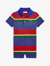 Logo-embroidered striped cotton baby grow 3-24 months