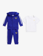 Logo-print cotton hoody, jogging bottoms and T-shirt set 3-24 months