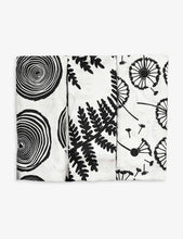 Plant-print organic-cotton muslin cloths pack of three