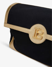 Gold-toned branding cotton and leather changing bag