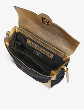 Gold-toned branding cotton and leather changing bag