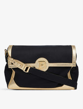 Gold-toned branding cotton and leather changing bag